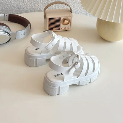 2025 Summer New Children Fashion Sandals for Girls American Style Soft Thick Sole Non-slip Versatile Cool Woven Roman Beach Shoe