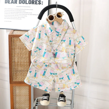 0-8Y Kids Baby Boy Clothes Summer Floral Print Sets 2Pcs Short Sleeve Shirt+Shorts Child Boy Beach Wear Casual Outfits