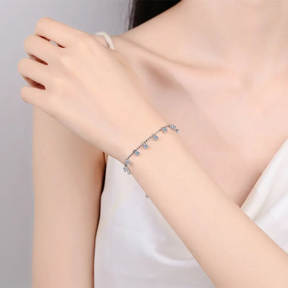 1.3/3.9cttw D Color Moissanite Tassel Bracelet for Women Full Diamond Tennis Bracelet 100% S925 Sterling Silver Chain GRA