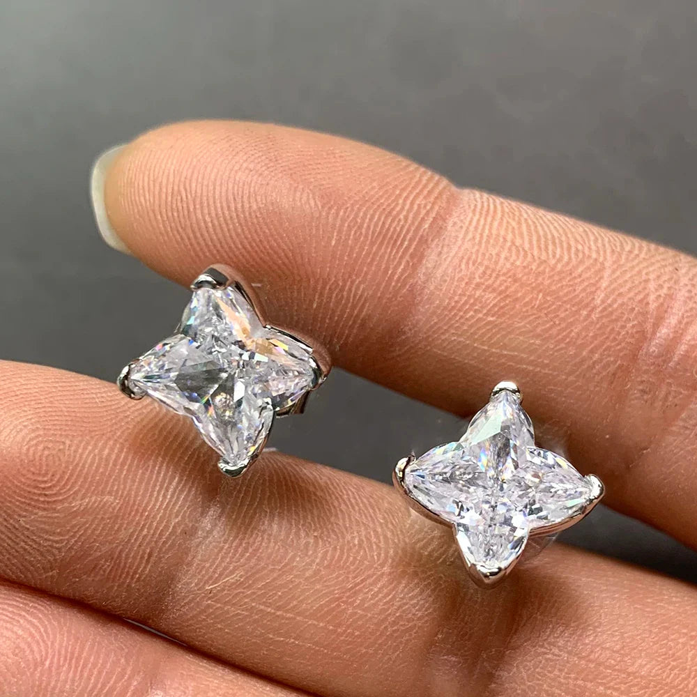 4/5mm Lily Antique Flower Cut Moissanite Diamond Stud Earring for Women S925 Silver Plated 18k Gold Bridal Fine Jewelry With Gra