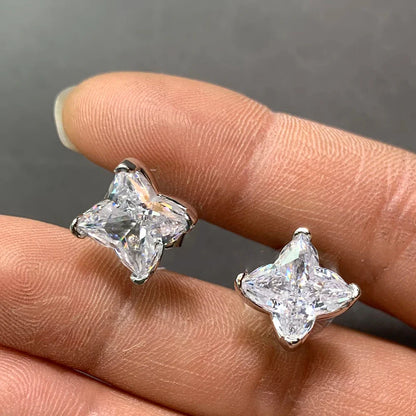 4/5mm Lily Antique Flower Cut Moissanite Diamond Stud Earring for Women S925 Silver Plated 18k Gold Bridal Fine Jewelry With Gra