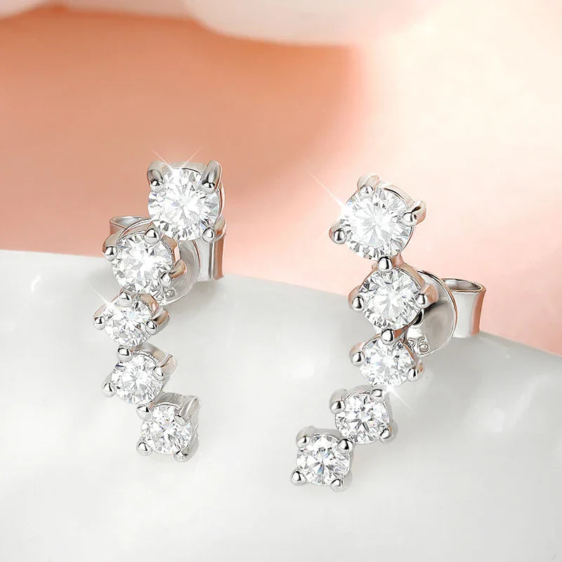 1.16cttw Gradient Gem Full Moissanite Stud Earrings for Women Sparkling Party Jewelry Earrings 925 Sterling Silver 100%