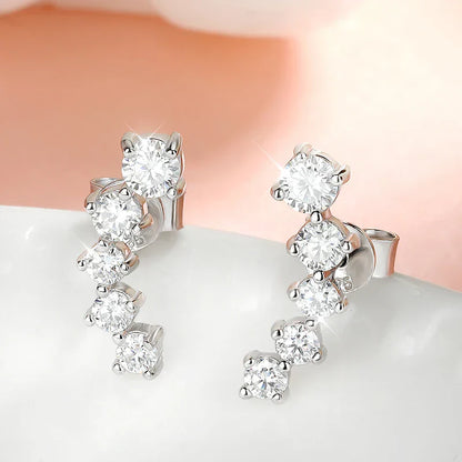 1.16cttw Gradient Gem Full Moissanite Stud Earrings for Women Sparkling Party Jewelry Earrings 925 Sterling Silver 100%