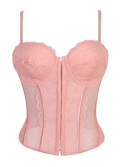 Lace-trimmed top sheer sensual padded corset corset halter top for women