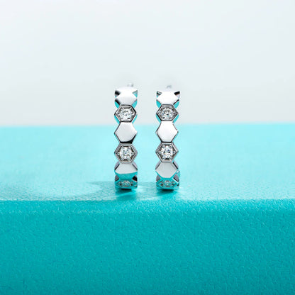 Moissanite Honeycomb Hoop Earrings 925 Sterling Silver D Color VVS1 Created Diamond Huggie Earrings For Women Jewelry