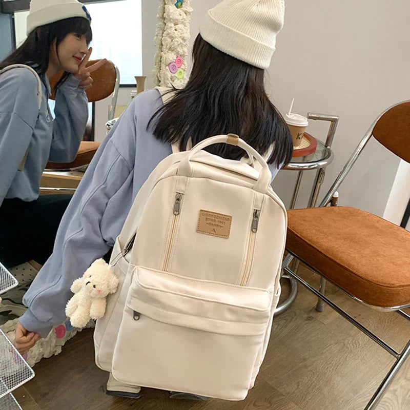 Solid Color Women Backpack High Quality Youth Waterproof Backpacks for Teenage Girls Female School Shoulder Bag Bagpack