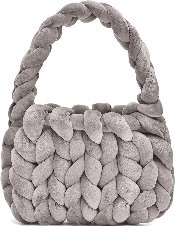 Velvet Bag DIY Hand Woven Bag Crystal Velvet Core Spun Yarn Woven Bag Hand-held Mailman Bag Velvet Handbag New