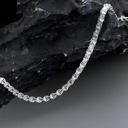 Real 925 Sterling Silver Simple Hollow out Fashion Bracelet Chain For Women Valentine's Day Party Gift Female Jewelry