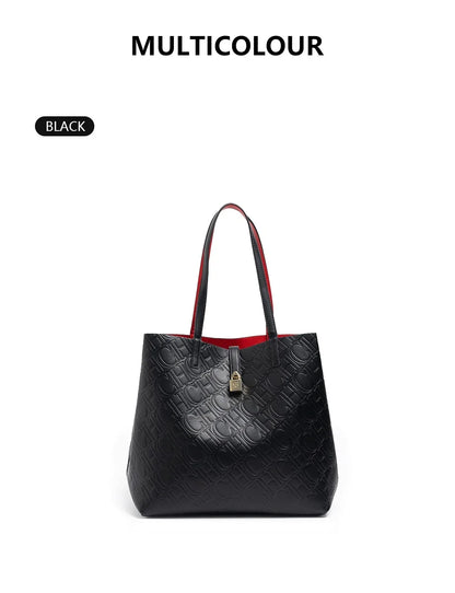 Solid Color Women's Bucket Bag Classic Luxury Letter Printing Simple Commuting Large Capacity Women's Handbag