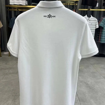 Designer brand 100%cotton short sleeve polo shirt summer trend letter embossed lapel top casual golf T-shirt business men's wear