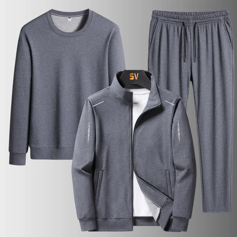Male Casual Loose Sets Jacket+Pant+sweatshirts 3 Piece Men Set Tracksuits Men Gym Plus Size Sportswear Spring Autumn Men Sets