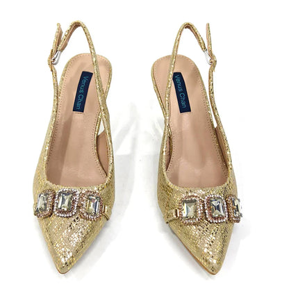 Rhinestone Pointed-Toe High Heels Shoes and Bags Set for Women Wedding and Party Elegant Luxury Fashion in Wine Color
