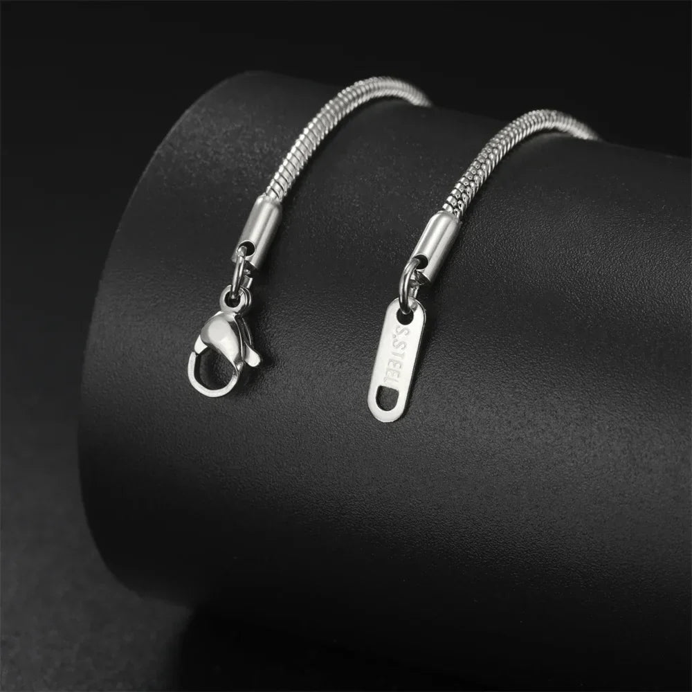 Round Snake Chain Necklace for Women Men Stainless Steel Link Chain 0.9mm 1.2mm 2mm Chains Choker Fashion Jewelry Gifts