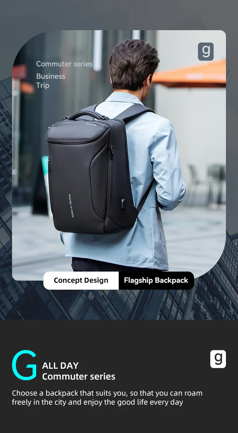 Business Backpack for Men Waterproof and Travel Laptop Backpack with USB Charging, Fits 17 Inch Laptop and Tech Gear