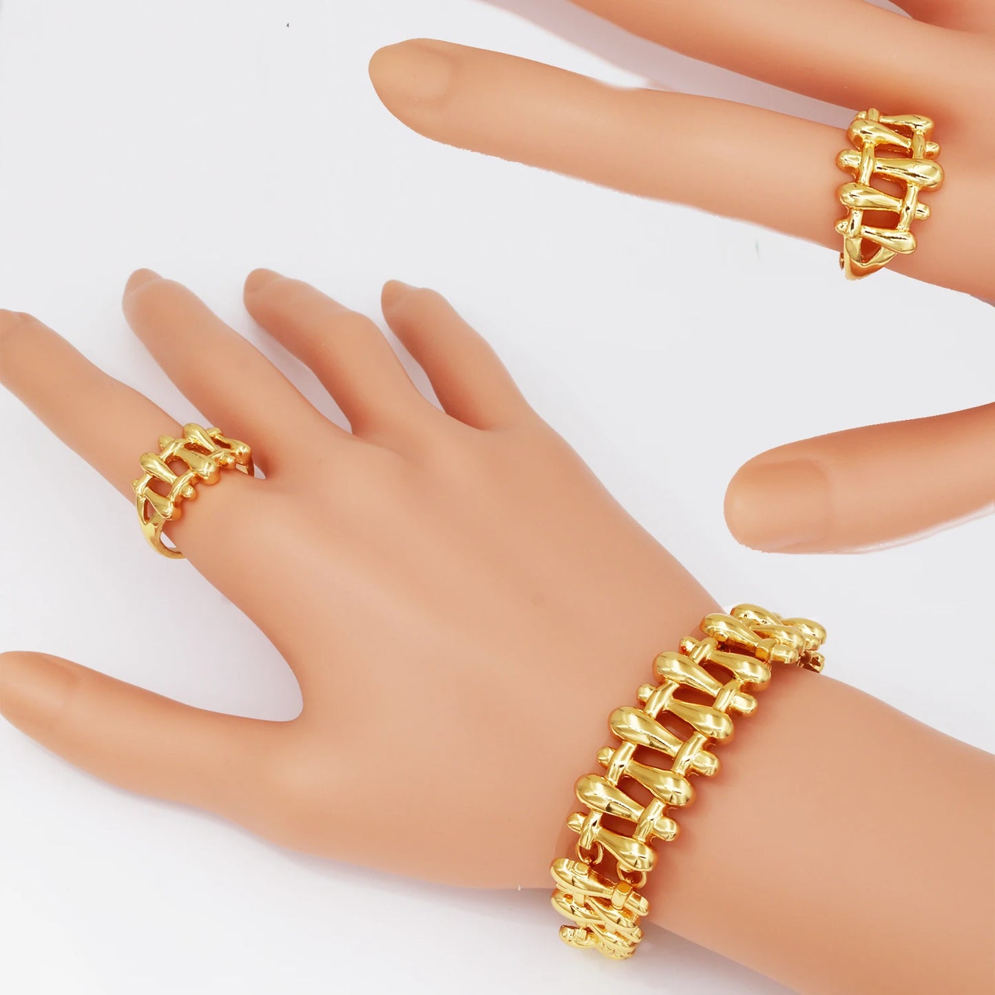Women Necklace Earrings Bracelet Ring Jewelry Set Luxury Design Dubai 18K Gold Plated Wedding Party Jewellwey Gift