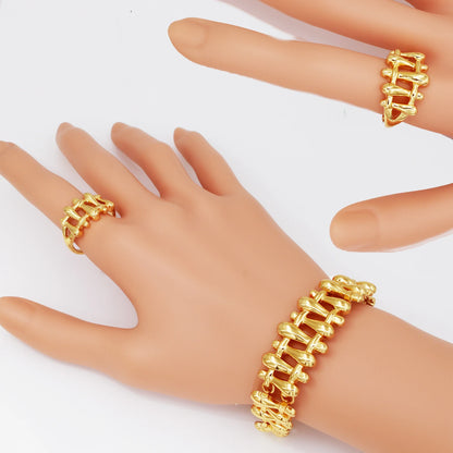 Women Necklace Earrings Bracelet Ring Jewelry Set Luxury Design Dubai 18K Gold Plated Wedding Party Jewellwey Gift