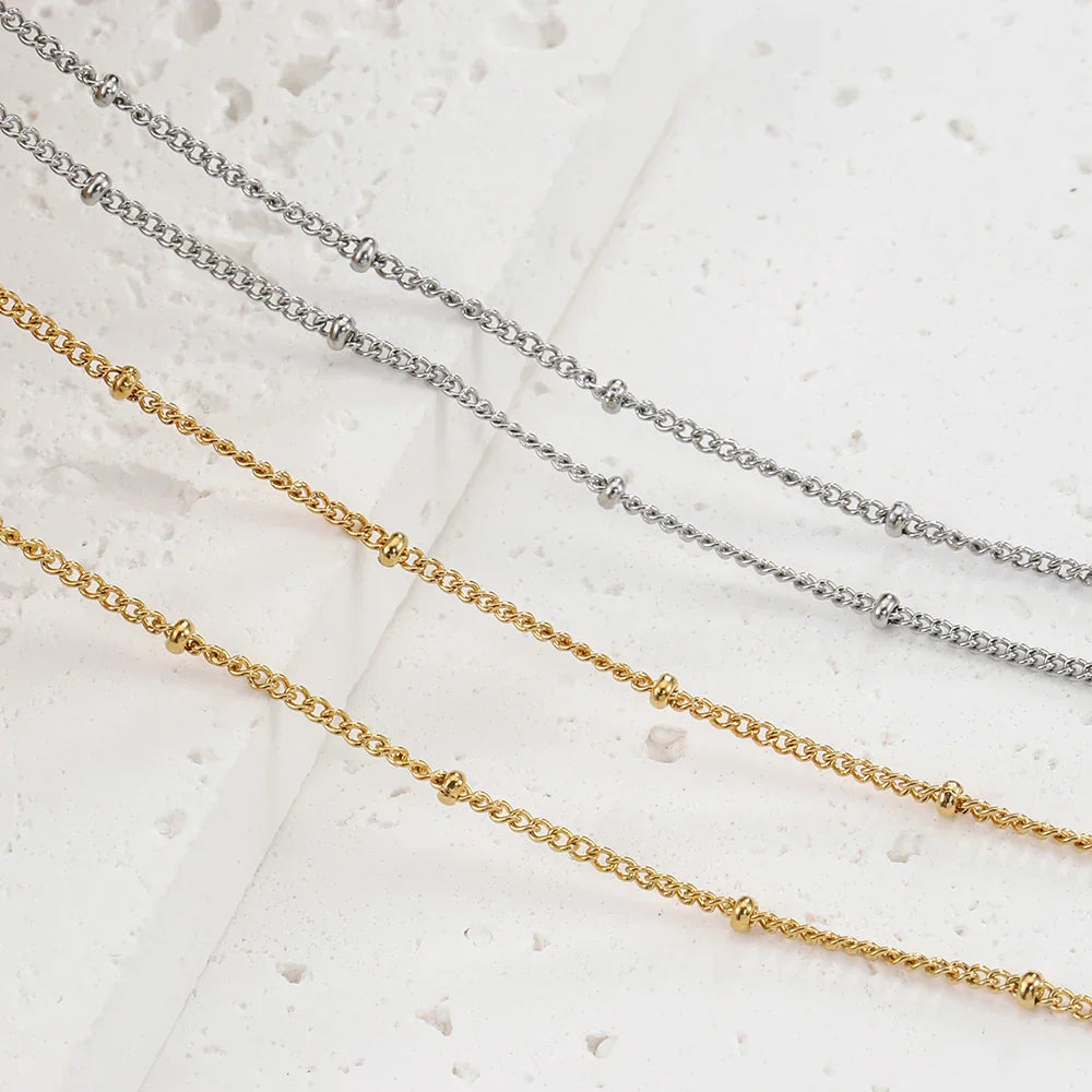 10pcs 5pcs Stainless Steel Bead Chain Necklace Chains for DIY Jewelry Making Findings 45cm+5cm Chain with Lobster Clasps No Fade