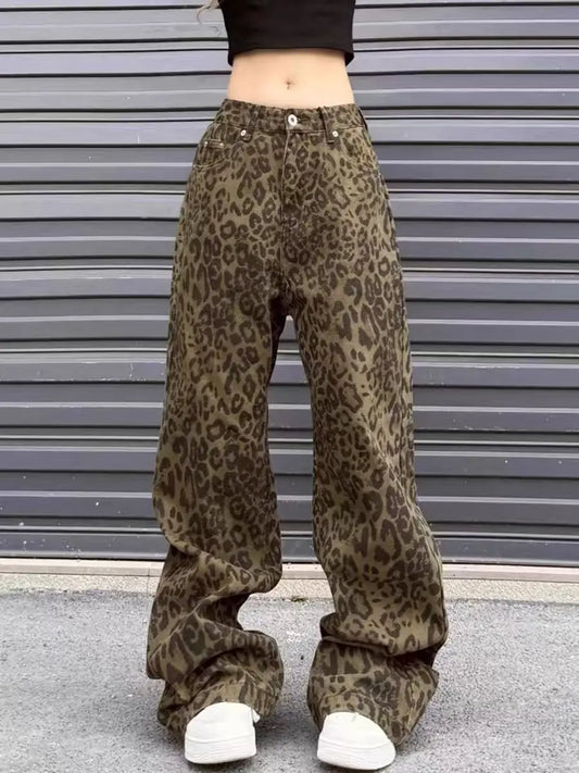Women Denim Pants Vintage Fashion Female High Waist Casual Straight Jeans