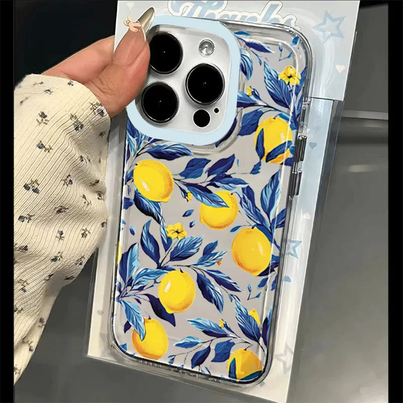 Summer Fruit Lemon Clear Phone Case for iPhone 16 15 14 13 12 11 Pro Max 16E XR XS X 16 Plus 17 Air Transparent Soft TPU Cover