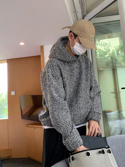 Autumn Clothing Men's Luxury Harajuku Texture Hooded Sweatshirt Casual American Fashion Long Sleeve Vintage Pocket Hoodies M-3XL