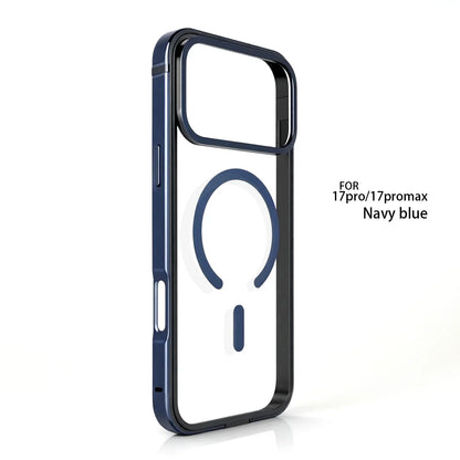 For IPhone 17 Pro High-End Metal Frame Phone Case, 17 Promax Magsafe Magnetic Charging HD Backplate Phone Protection Cases