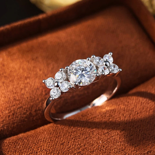 D VVS1 1ct Moissanite Engagement Rings for Women s925 Sterling Sliver Plated 18k White Gold Promise Ring for Her Gift