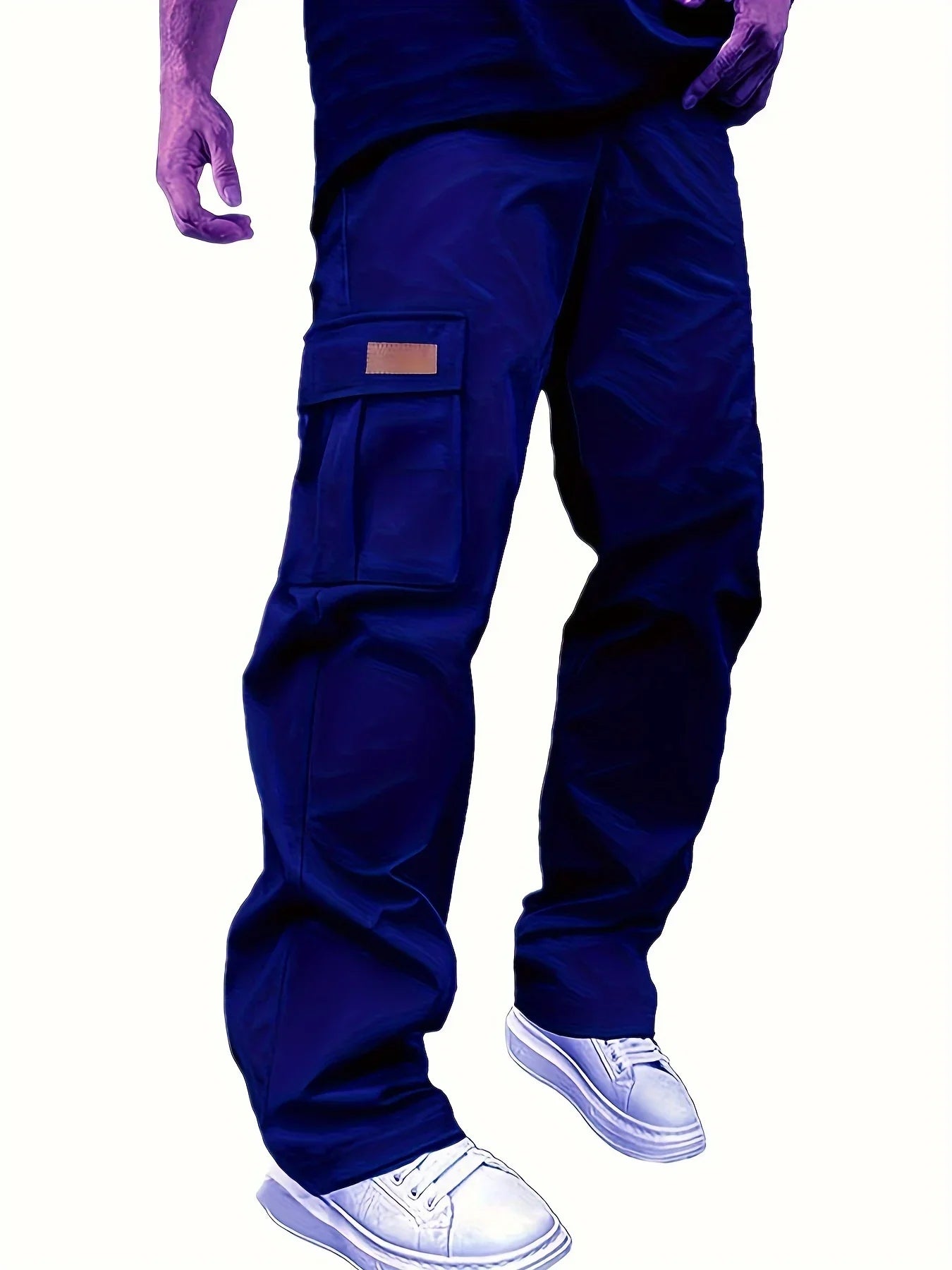 2025new men's workwear pants, European and American men's loose straight casual pants, men's workwear pocket pants