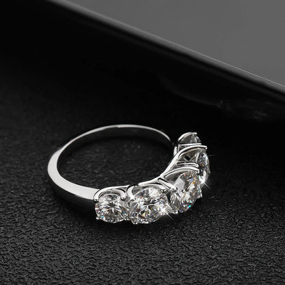 5 Stones 3.6CT D Color Moissanite Rings for Women Sparkling Diamonds with Certificates 925 Sterling Sliver Wedding Ring