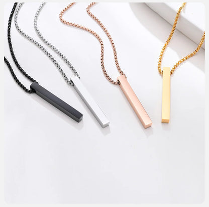 Vnox 5mm Pillar Necklace for Men Women, Stainless Steel 3D Bar Pendant, Minimalist Simple Casual Unisex Neck Collar