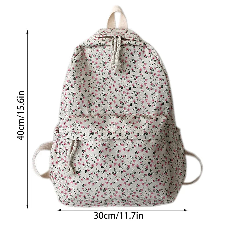 Student School Backpack Floral White School Bags For Teenage Girls Cute Women's Backpack Book Bag Nylon Rucksack