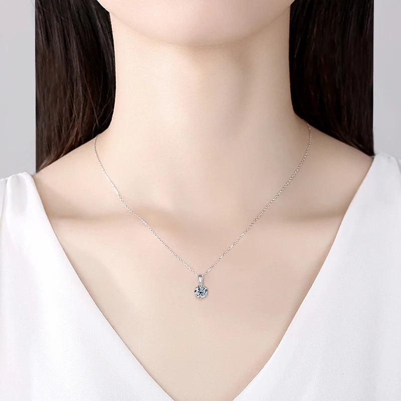 1Carat Moissanite Jewelry Set For Women Sterling S925 Silver Gold Plated Necklace Earrings Ring GRA Certified Wedding