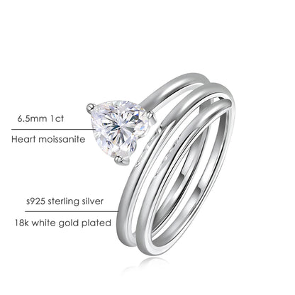 1ct Heart Cut Moissanite Wedding Rings for Women Spiral Eternity Band Matching Ring s925 Sterling Silver Teen Gifts