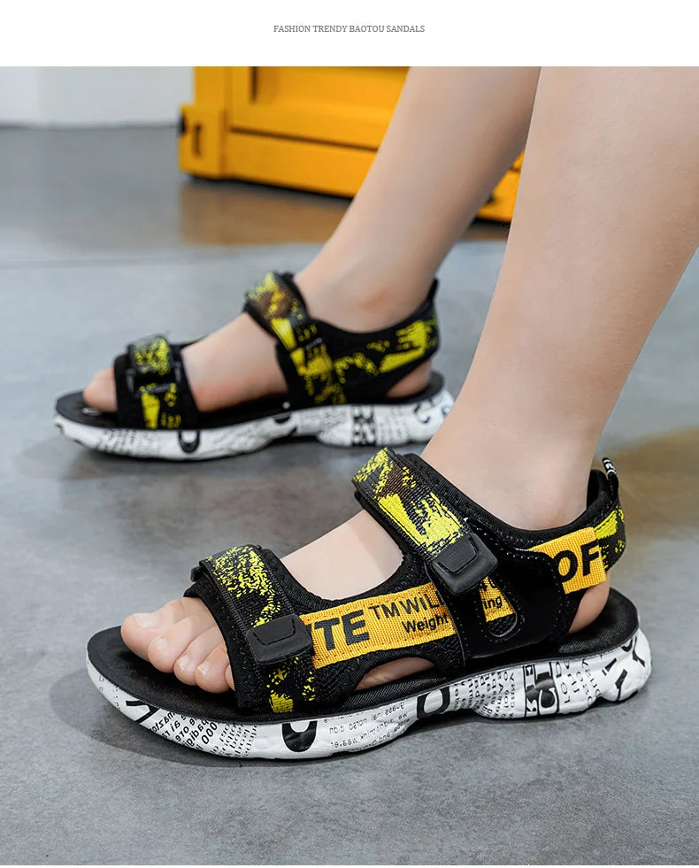New Style 2025 Summer Kids Sandals Fashion Sandalias Childrens Shoes Non-slip Soft Bottom Beach Boys Sandals For Child