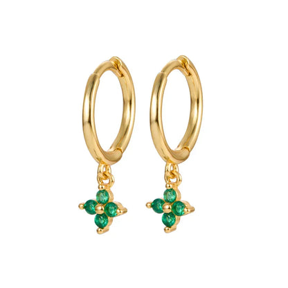 925 Sterling Silver Romantic Color Zircon Three-petal Flower Stud Earrings for Women Fashion Huggies Piercing Jewelry