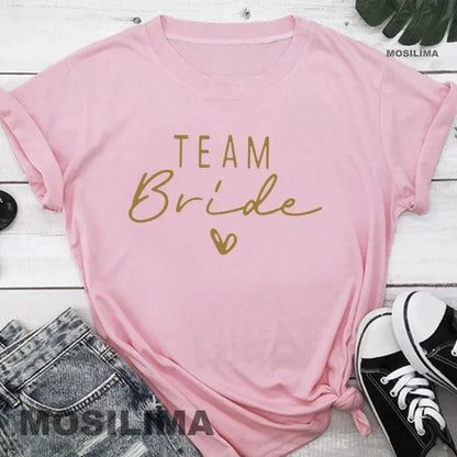 Women Cotton T Shirt Team Bride Bachelorette Party Shower Hen Party Bridesmaid Print T-Shirt 2024 Girls Wedding Female Tops