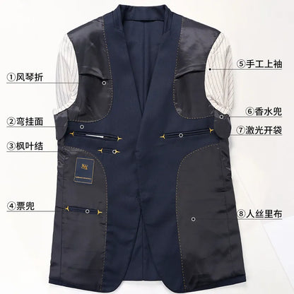 High-end men's wedding party casual suit set - a stylish and fashionable two-piece set for business and casual wear.
