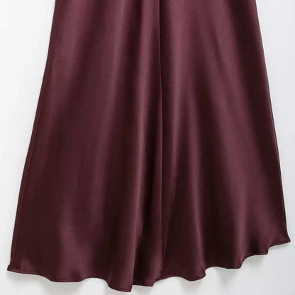 Women's Long Satin Halter Dress, Backless, Bow Tied, Back Zipper, Female Dresses, Sexy Fashion