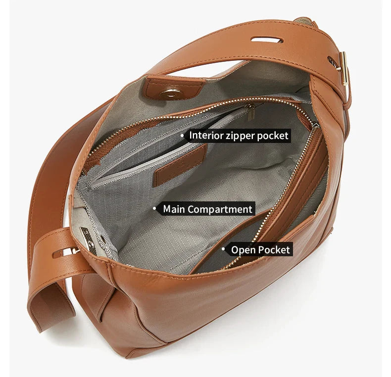 Lady Women Hobo Bucket Bag Split Leather Fashion Shoulder Bags Large Capacity Handbag Wide Adjustable Strap Female Bags