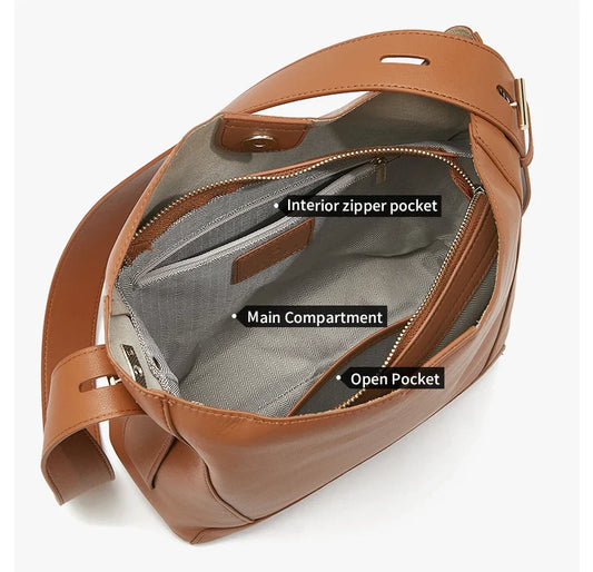 Lady Women Hobo Bucket Bag Split Leather Fashion Shoulder Bags Large Capacity Handbag Wide Adjustable Strap Female Bags