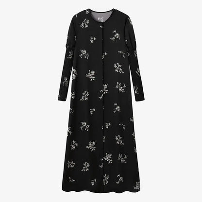 woman clothing satin dress button down design smocking sleeve maxi dress ( Ship out in 1 day)