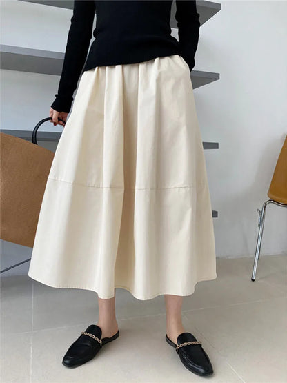 2024 Spring Autumn High-waisted Fluffy A-line Vintage Skirt Elastic Waist Large Swing Umbrella Skirt Retro Clothes