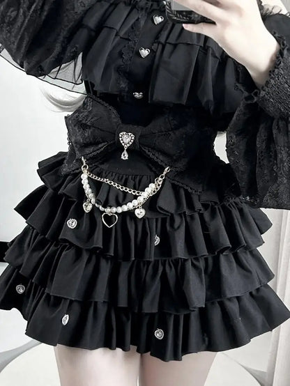 Japanese Mines Mass-produced High-waisted Puffy Pumpkin Pants Skirt 2025 Summer New Gothic Style Dark Girl Cute Lolita Skirt