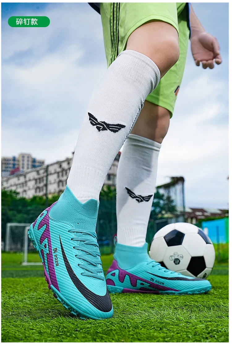 Fashion Pink Soccer Shoes Men's  Professional Lightweight Sock Football Boots Outdoor Non-slip Original Football Cleats Sneakers