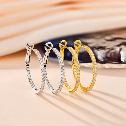 Moissanite Hoop Earrings for Women 1.5mm D Color 925 Sterling Silver Plated Yellow Diamond Earring Wedding Fine Jewelry