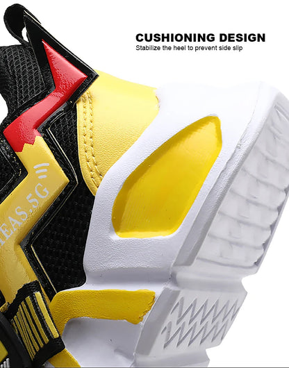 Yellow Boys Basketball Shoes Soft Non-slip Kids Sneakers Thick Sole Children Sport Shoes Outdoor Girls Trainer Basketball