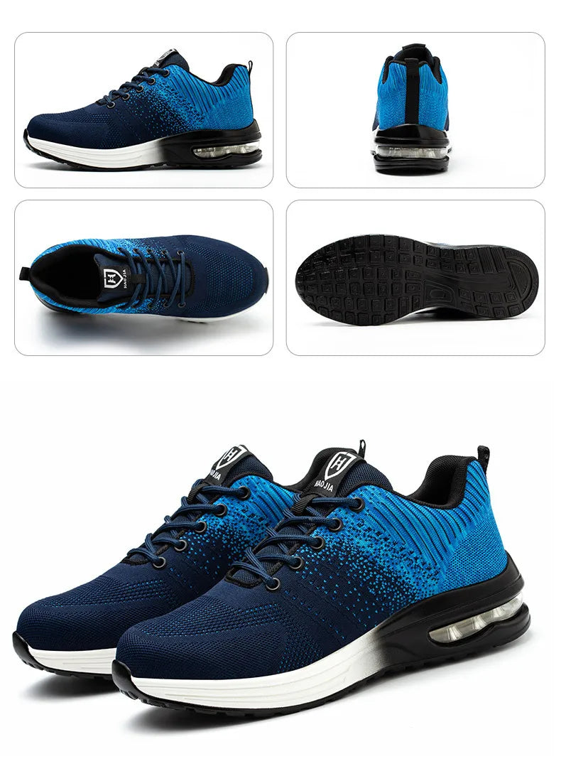 Indestructible Safety Shoes For Men Steel Toe Anti-Puncture Men's Work Shoes  Lightweight Slip Resistant Air Cushion Sneaker  ﻿