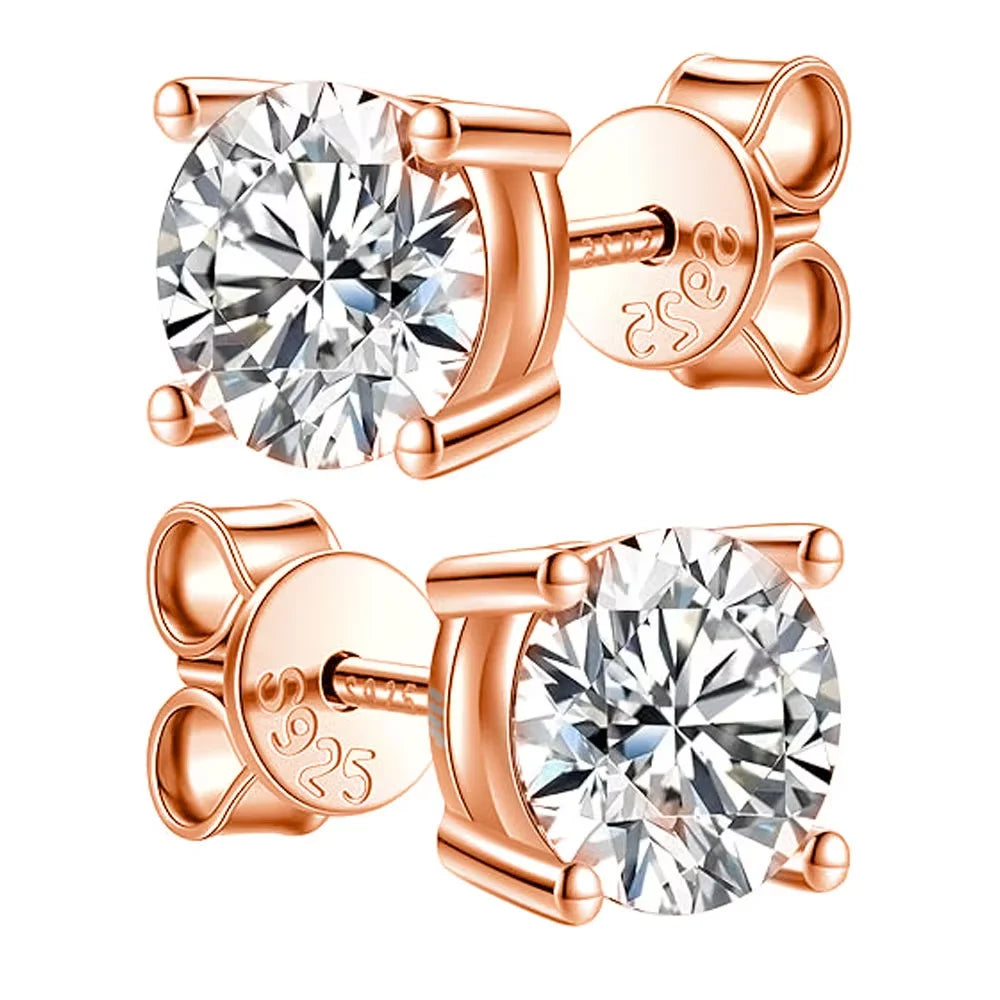 2.0ct Moissanite Earrings for Women Lab Grown Diamond Ear Studs 925 Sterling Silver Fine Jewelry Gift