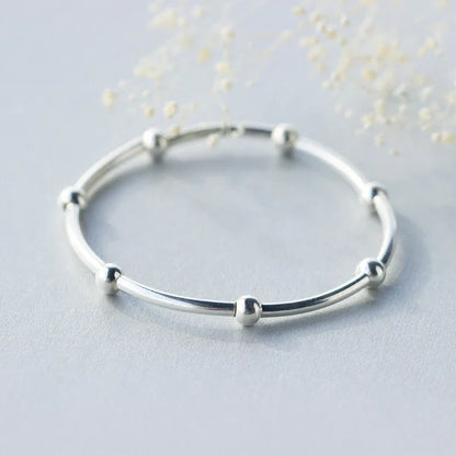 925 Sterling Silver Beads Fashion For Women Adjustable Silver Bracelets Bangles for Women Sterling Silver Fine  Jewelry
