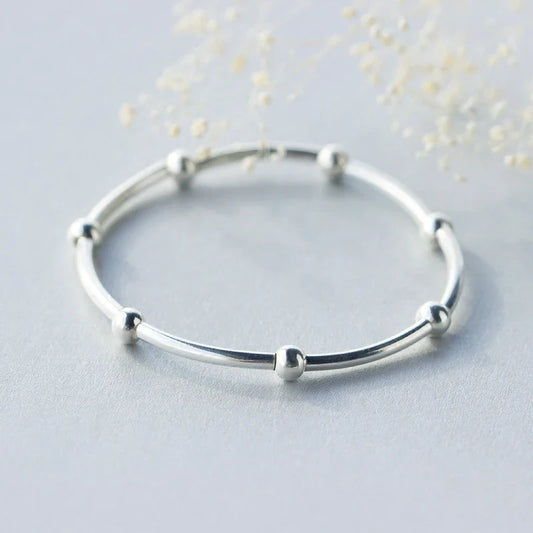 925 Sterling Silver Beads Fashion For Women Adjustable Silver Bracelets Bangles for Women Sterling Silver Fine  Jewelry