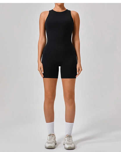 SOISOU One Piece Jumpsuit Women Sleeveless Back Zipper Sportswear Woman Gym Yoga Sport Sets Nylon Fitness Sets Women Tracksuit